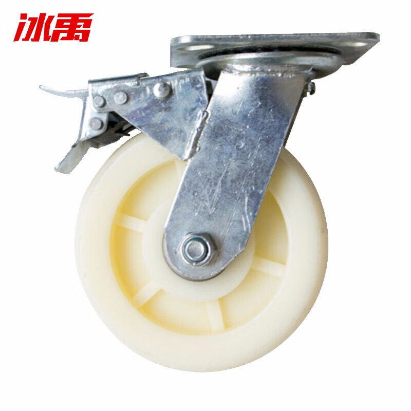 万向轮载重型兴牌重型脚轮4寸5寸6寸8寸橡胶静音万向轮带刹车手推车轮子轱辘 6寸